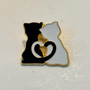 Black/white "love" cat pin